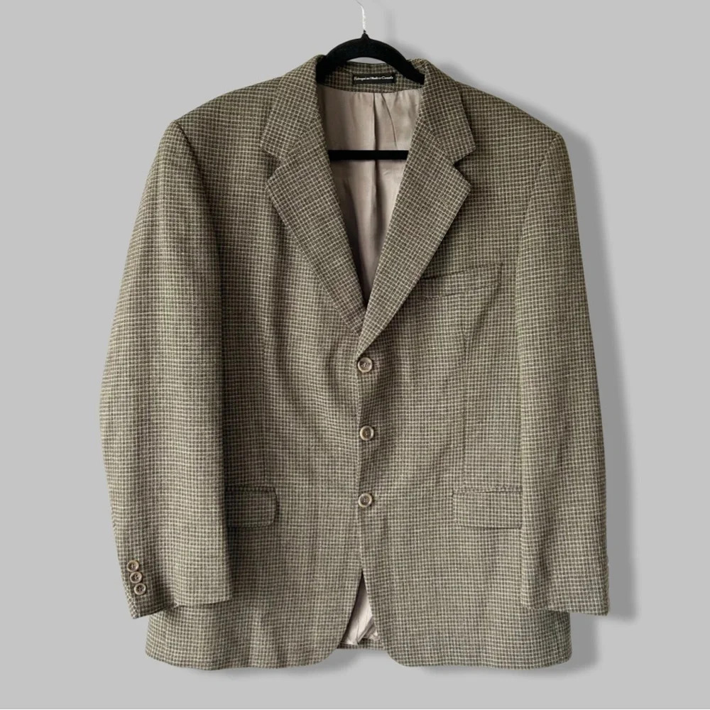 Vintage Moores Union Made Pure  Wool High Twist Checked Blazer